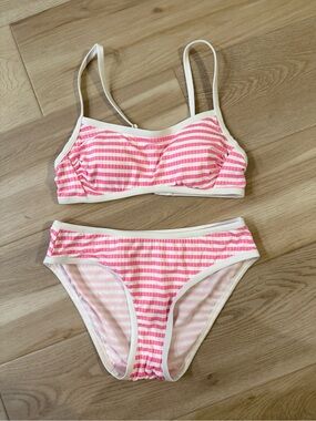 Shade & Shore Pink and White Striped Bikini Set